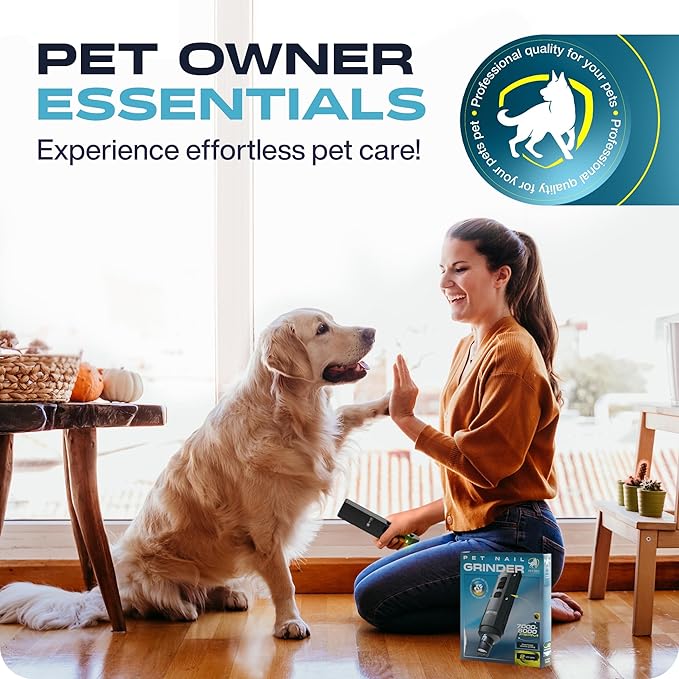 PETPROVED Dog Nail Grinder Quiet Dog Nail File Pet Toenail Grinder for Dogs Quiet Cat Electric Drill Trimmer for Large Dogs Small Medium Pet Electric Trimmer Drill for Dogs with Guard (Grey)