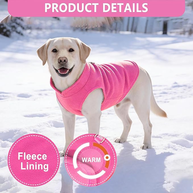 2 Pack XXL Dog Sweater, Fleece Dog Sweaters for Medium Large Dogs with Leash Ring Winter Warm Pet Sweater Thick Clothes Coat for French Bulldog, Dachshund (Pink,Purple, XX-Large)