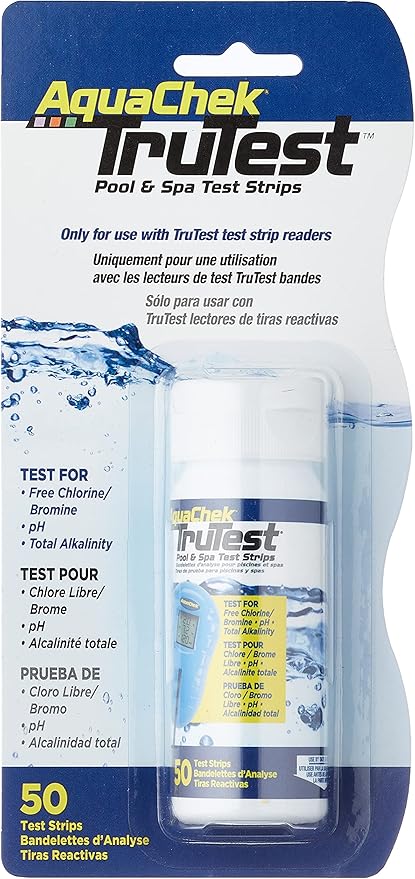 AquaChek TruTest Refill Test Strips - Digital Test Strip Reader Refill Strips - for Pool and Spa Water Testing - for Free Bromine, Free Chlorine, pH, and Total Alkalinity - 50 Strips