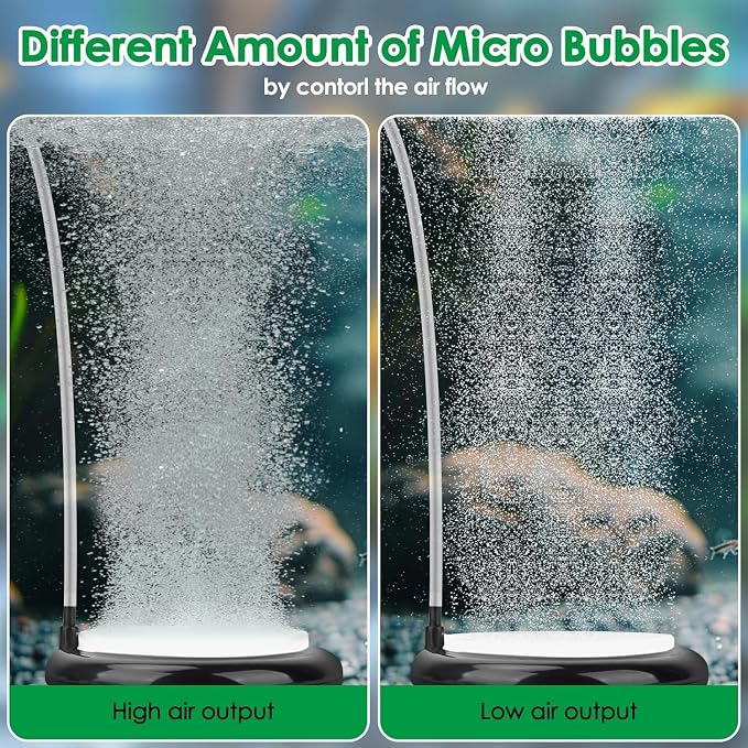 hygger Aquarium Air Stone Kit, Fish Tank Bubbler, Nano Furnace Flue Round Air Stone Disk Set for Hydroponics, Small Bubbles, Ultra-High Dissolved Oxygen Diffuser (4 Inch)