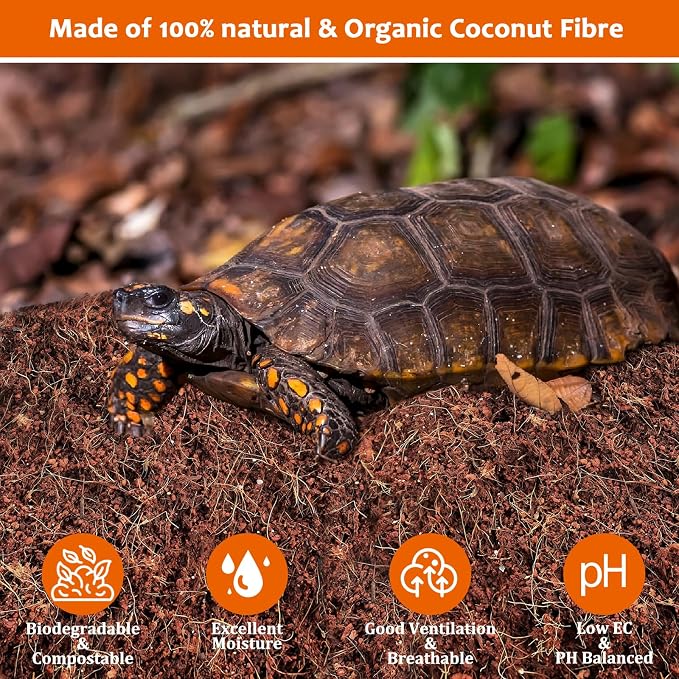 Riare 2 Pack Natural Coconut Fiber Substrate, Coco Coir Reptile Bedding | Coconut Husk Reptile Substrate for Tortoises, Hermit Crabs, Snakes, Bearded Dragon, Geckos, Reptile Enclosure/Terrarium Setup