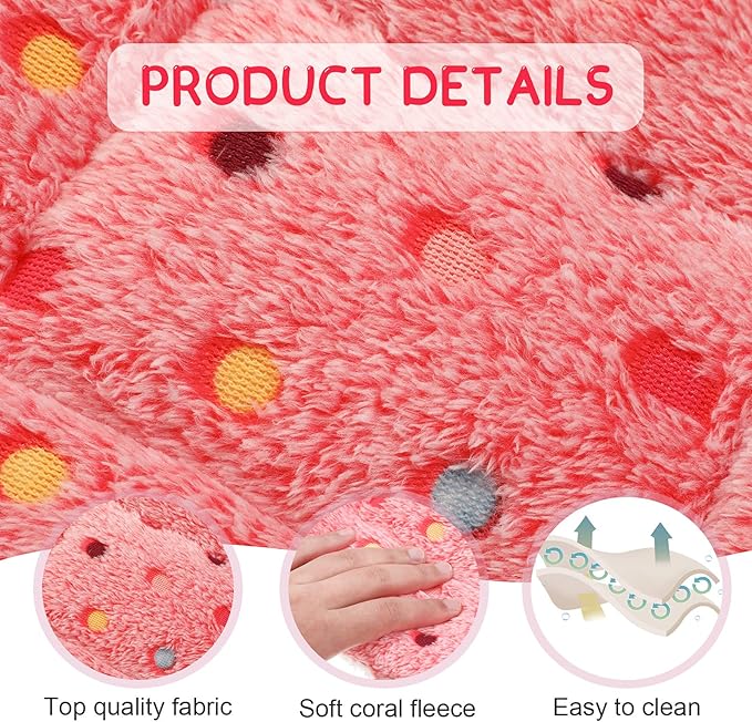 Jetec 3 Pcs Bunny Guinea Pig Beds Soft Bunny Mats Warm Guinea Pig Mat Small Animal Bed Pads Fleece Sleeping Pads for Indoor Rabbit Hamster Squirrel Hedgehog Chinchilla(Fleece,Dots,Red)