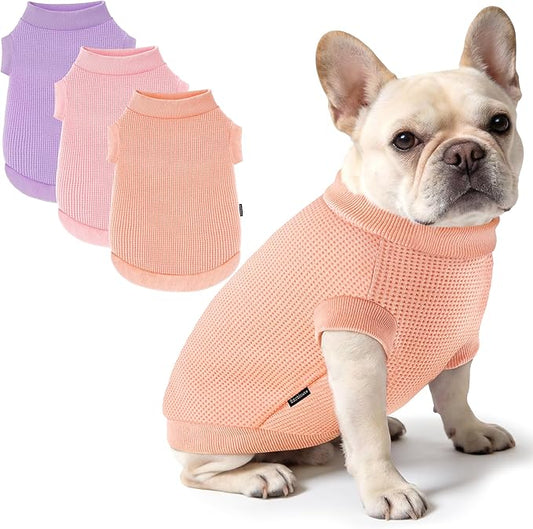 3 Pack Dog Shirt for Small Supplies Functional Waffle Dog Clothes Warm Soft Sweatshirt Outfit for Dogs Cats Pet Apparel