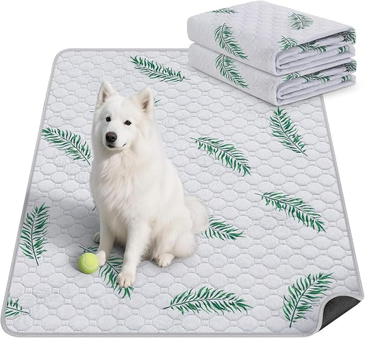 WanpeeGoo Washable Pee Pads for Dogs, 2Pack Reusable Puppy Pads, Super Absorbent & Leakproof Dog Pads, Anti-Slip Dog Pee Pads for Puppy Training & Incontinence, Leaf Pattern 36"x36"