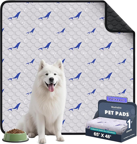 Washable Pee Pads for Dogs, 1 Pack Puppy Pads, Super Absorbent & Leakproof with Anti-Slip Bottom for Dog Training, Crates, Car, Pet Pee Pads, and Furniture Protection, 65"x48"