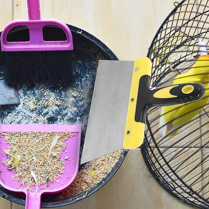 Kisangel Stainless Steel Bird Poop Droppings Scraper Tool for Easy Bird Cage Cleaning Sturdy Droppings Cleaning Tool for Parrot and Chicken Coop