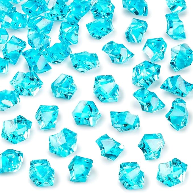 DomeStar Light Blue Fake Ice Rocks, 150 PCS Acrylic Crystal Vase Filler | Fake Diamonds for Table Centerpieces Birthday Party Decor, Fish Tanks Decor Table Scatter DIY Craft Supplies