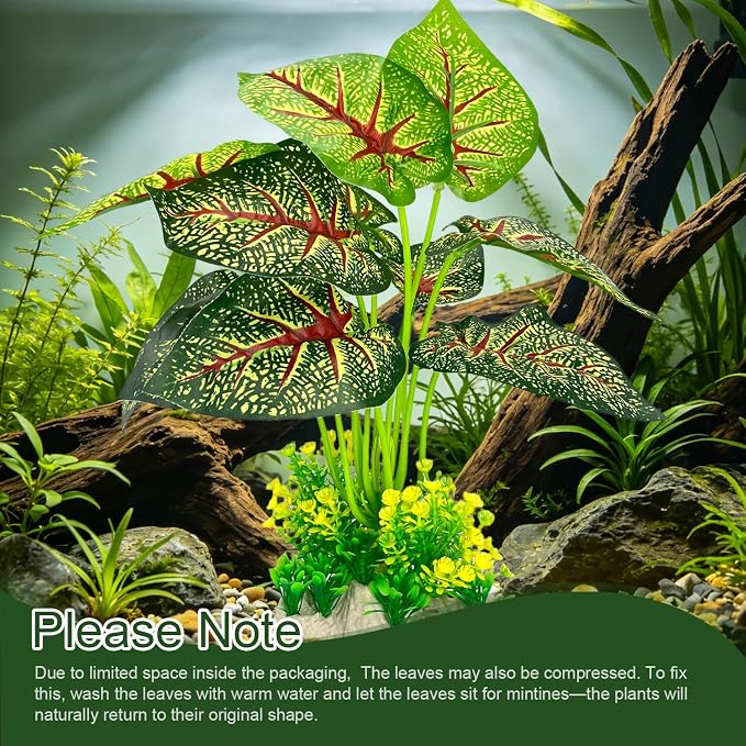 Silk Aquarium Plants 2-Pack 11.8in Tall for Medium to Large Tanks | Soft non-toxic silk, fish-safe, weighted base, bendable stems, ideal for 20+ gal tanks