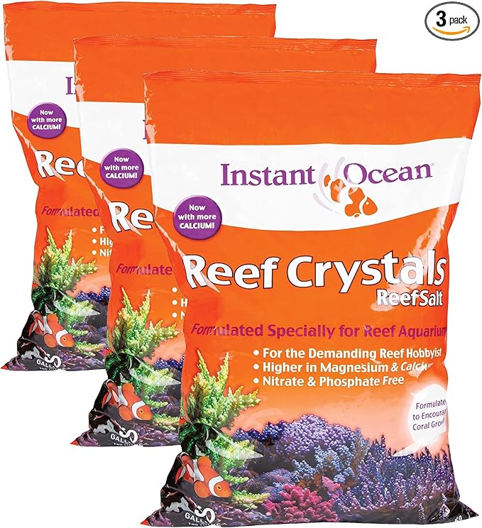 Instant Ocean Reef Crystals Reef Salt for 50 Gallons,Enriched Formulation for Aquariums,(Pack of 3)