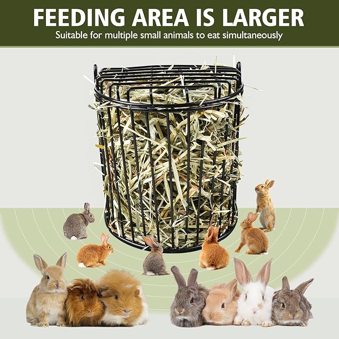 Second-Generation Upgrade Bunny Hay Feeder,Semicircular Hay Feeder Provides Smoother Surface,Larger Feeding Area,Avoid Crowding While Eating,Occupies Less Space(Black)