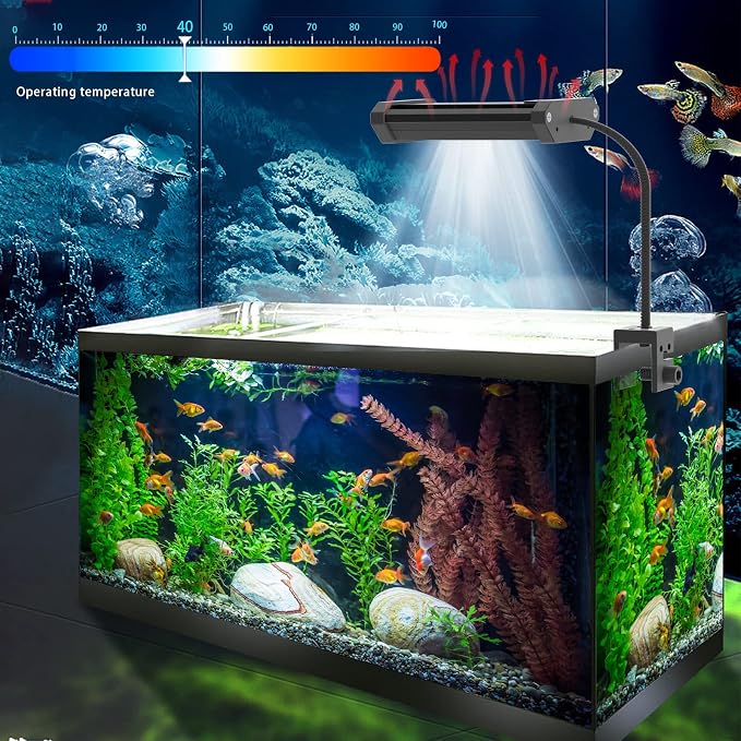 Lominie Aquarium Plant Light, Freshwater Small Fish Tank Light Timer Dimmer 6500K with Gooseneck for Planted Refugium Nano Tank (Freshwater)