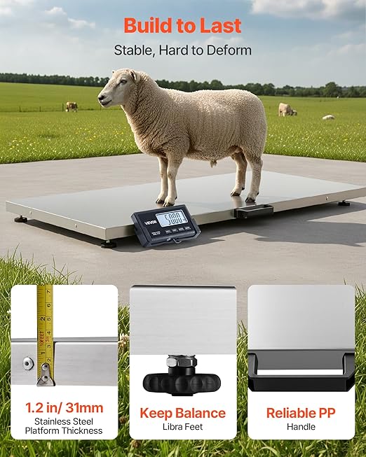 VEVOR Digital Shipping Scale, 0.1 lbs High Accuracy, 660 lbs Postal Scale with LCD Display, Hold/Tare Function & AC/DC Power Supply, Fit for Packages, Postage, Luggage, Battery & Adapter Included