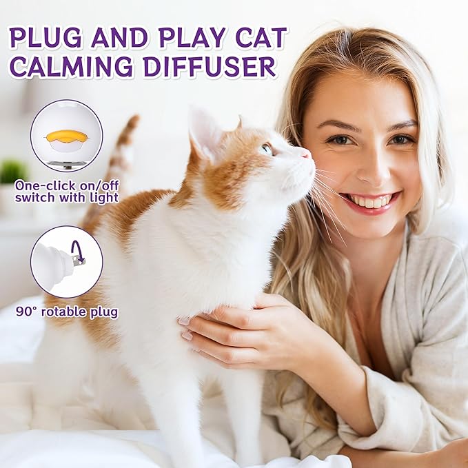 9-in-1 Advanced Cat Pheromone Calming Diffuser 180 Days (3 Plugs+6 Refills), Relieve Anxiety, Help Reduce Fighting, Spraying & Scratching, Drug-Free & Odorless Safe Relaxation Solution