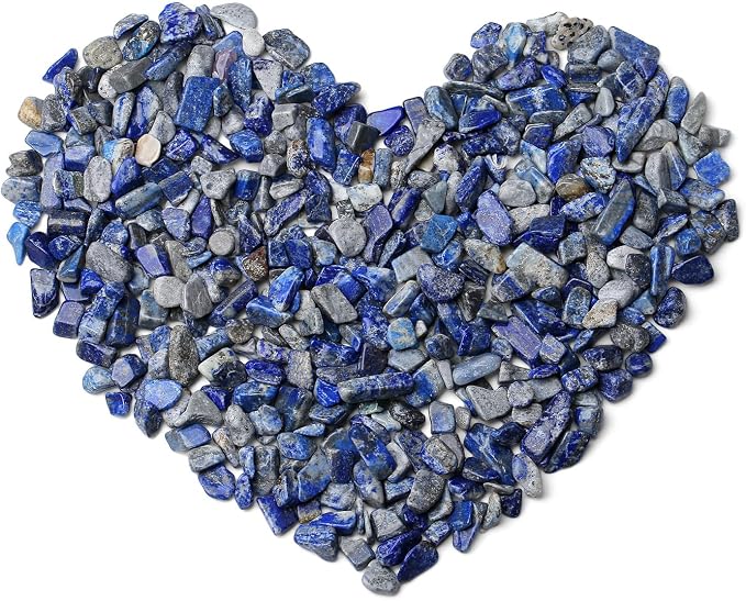 QINJIEJIE Lapis Lazuli Crystals Chips Natural Stone Gravel Bulk Crushed Rocks Pieces Polished Quartz Stone 0.55Lbs Decorative Fish Tank Pebbles Vase Filler Irregular Shaped Tumbled Gemstone for Home