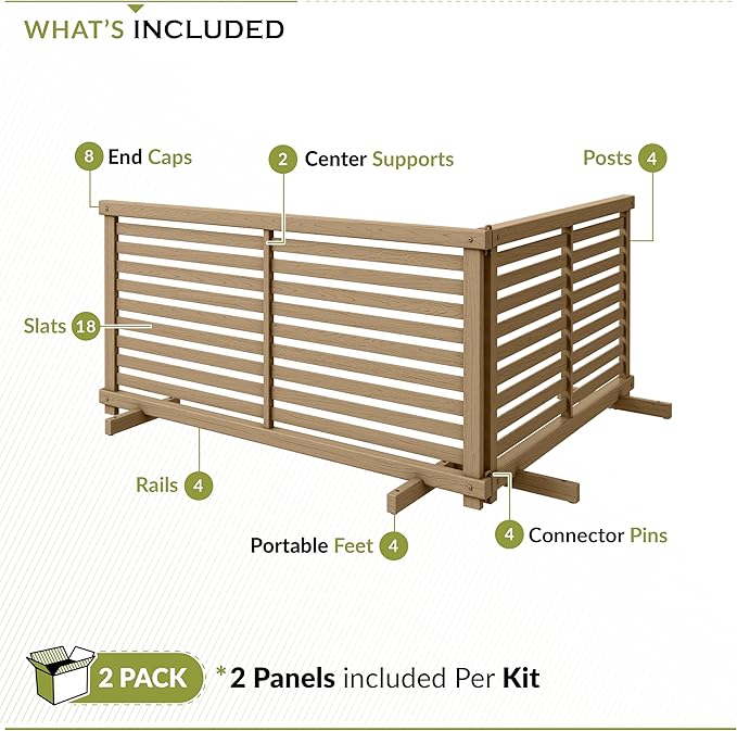 Zippity Outdoor Products ZP19072 1.9 H x 3.6 ft W WoodTek Vinyl Cedar Color Slatted Puppy Kit (2 Panels) Portable Fence