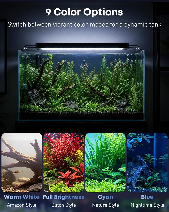 Pawfly Aquarium Light for Plants, 72 W Fish Tanks Light, Full Spectrum Aquarium Lights, 24/7 LED Aquarium Light with Timer & Adjustable Brightness, Fishes Lamp for 46"-52" Tanks