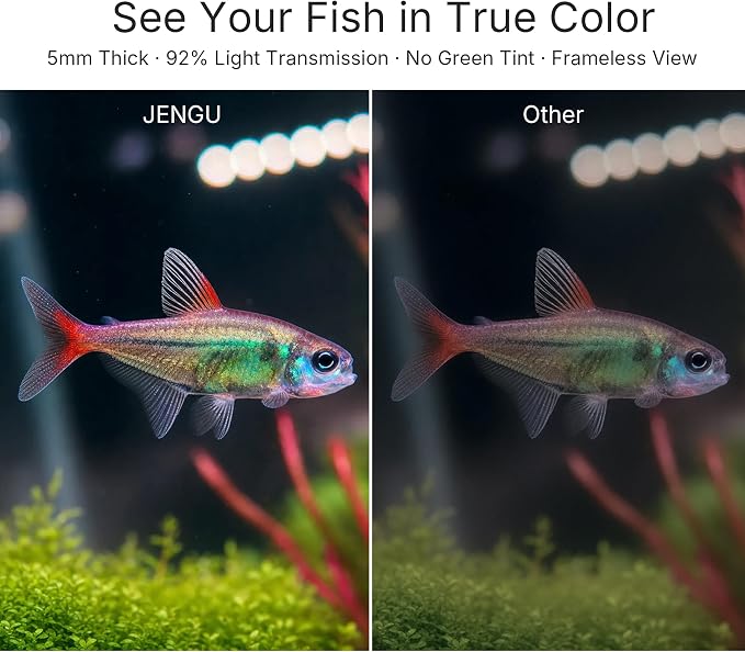 2.1 Gal Betta Fish Tank, Ultra Clear Glass Desktop Aquarium Starter Kit | Hidden Back Filter, Quiet Pump, LED Light, All-in-One Nano Aquarium for Desk, HotPink