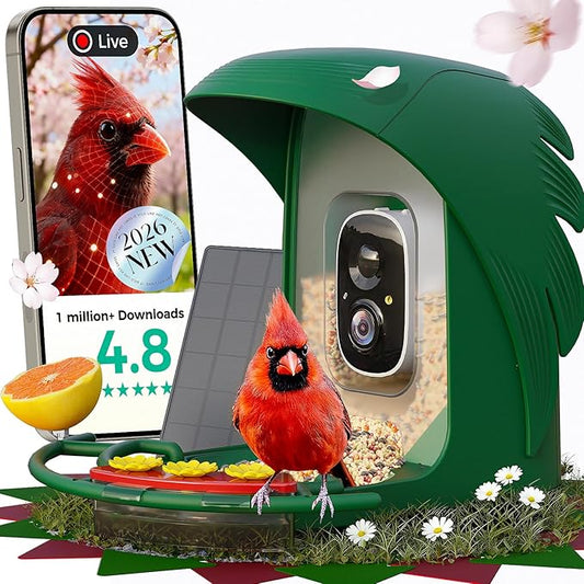 PerchMe® 2026 New AI Bird Feeder with Camera Solar Powered -2K HD Live View,Smart Bird House Camera Wireless Outdoor,DIY Add-ons,Pefect Birding Gift for Parents & Families