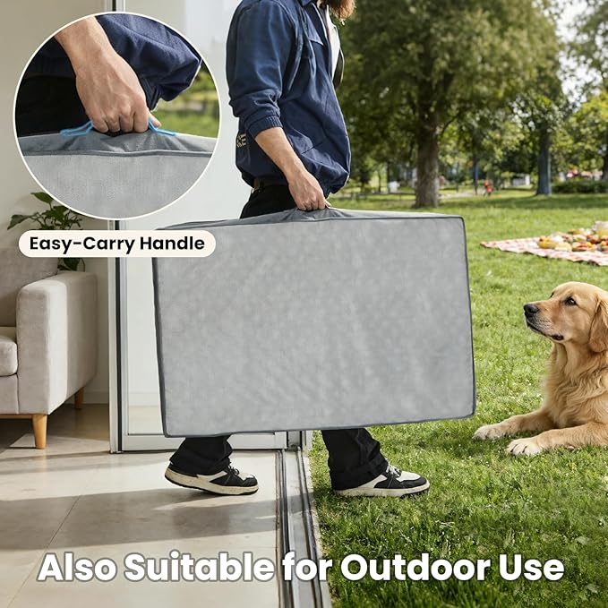 OhGeni Orthopedic Waterproof Dog Bed for Extra Large Dogs, Machine-Washable Removable Cover in Easy-Clean Fabric, High Density Foam & Easy-Carry Handle, Suitable for Crate, 41 inch (Gray)