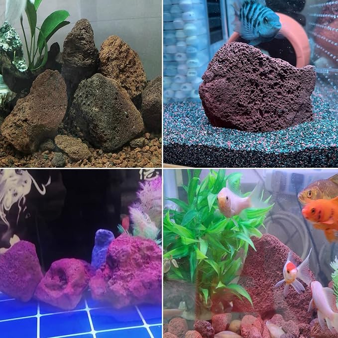 Tfwadmx Aquarium Red Lava Rock 10 Pcs Fish Tank Volcanic Pumice Stones for Betta Fish Shrimp (1.96''-3.14'')