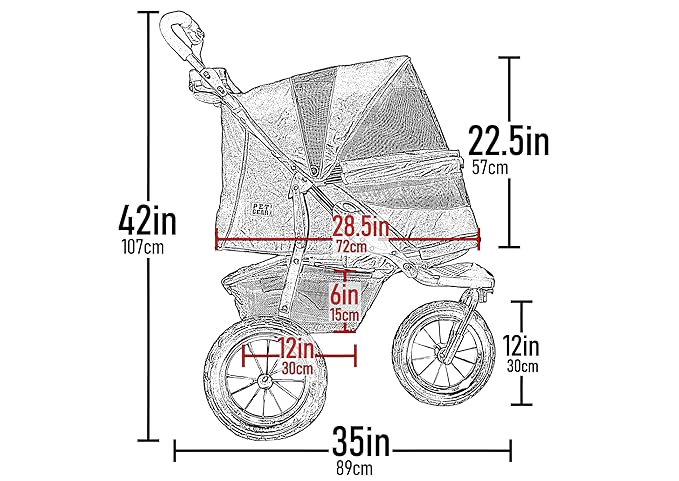 Pet Gear No-Zip AT3 Pet Stroller for Cats/Dogs, Zipperless Entry, Easy One-Hand Fold, Jogging Tires, Removable Liner, Cup Holder + Storage Basket, Platinum