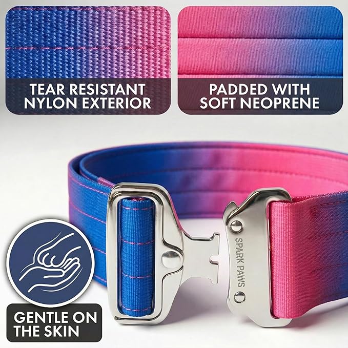 Spark Paws Tactical Dog Collar with Handle - Premium Quality Collar, Robust and Durable Design for Large, Strong Breeds - Pitbulls, Labradors, GSD - Snow Cone - S - 1.5"