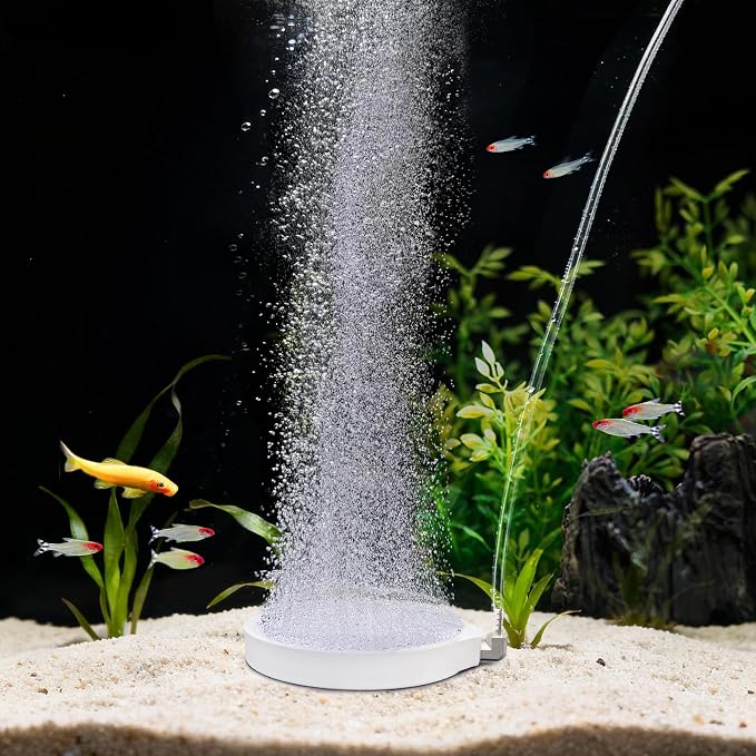 3.2 Inch Air Stones for Aquariums, Aquarium Bubbler Fish Tank Oxygen Diffuser, Stainless Steel Nozzle Nano Atomization Disc for Freshwater Saltwater Hydroponics DWC Pond, 5-20 Gallon Tank