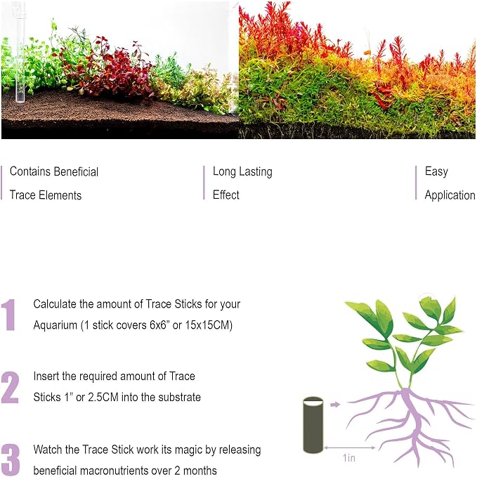 Dr. Tank Bottom Stick - Aquarium Plant Fertilizer Sticks for Aquatic Plants, Substrate Nutrients for Freshwater & Planted Tanks, Slow-Release Nutrients for Plant Growth, 15 Sticks - Trace Stick