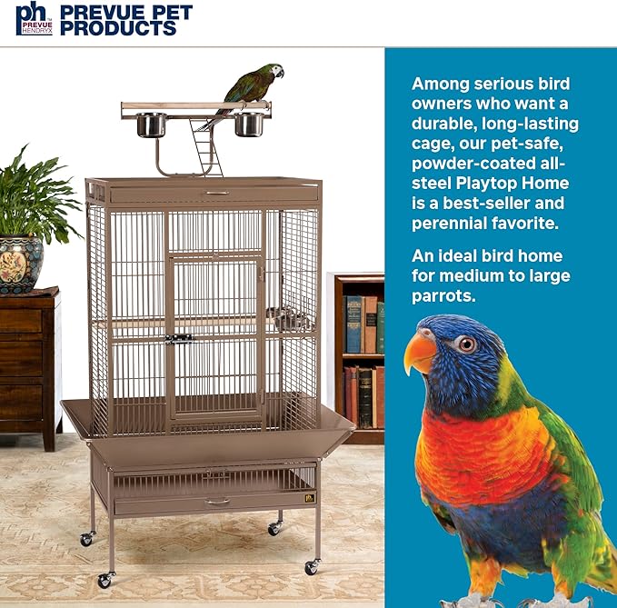 Prevue Hendryx Pet Products Wrought Iron Select Bird Cage 3153COCO, Coco Brown, 30-Inch by 22-Inch by 63-Inch