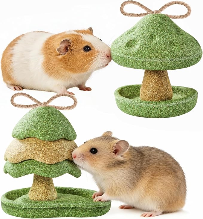 2 Pack Guinea Pig Chew Toys, Prevent Teeth Overgrowth, Rabbit Chew Toys, Natural Treats for Rabbit/Hamster Toys, Natural Timothy Grass & Vegetables, Small Animal Toys for Habitat Decoration