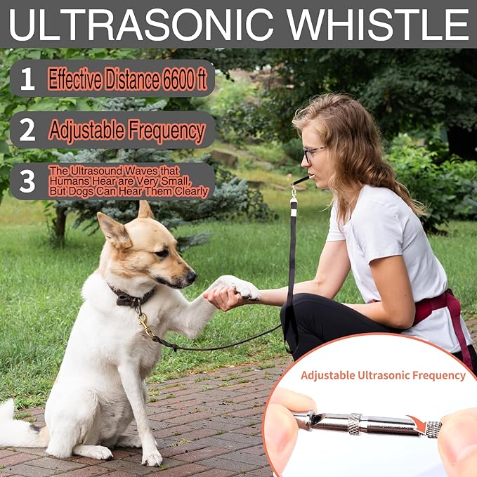 Dog Training Kit,Includes Pet Training Waist,Bag 2 Dog Training Clickers,Treat Pouch,Ultrasonic Silent Whistle,2 in 1 Whistle Clicker Clicker,Training Guide Booklet,2 Dog Poop Bags (Black)