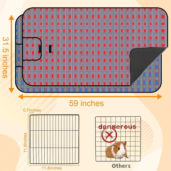 FHTONGE Extra Large Guinea Pig Cage Loft with 2 Waterproof Bedding, DIY Expandable Guinea Pig Playpen with Mat, Modular Small Animal Playpen with Mat for Rat Hamster Chinchilla Bunny (24x C&C Panels)