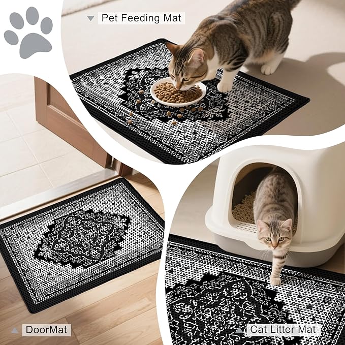 Cat Litter Mat 24"x29.5" Double Layer Waterproof Litter Box Mat Washable Litter Trapping Mat