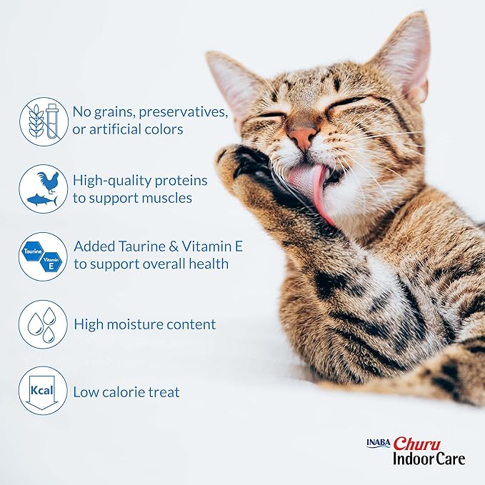 INABA Churu Hairball Control,Functional,Creamy Lickable Purée Cat Treat with Taurine & Vitamin E,0.5 Ounces Each, Tubes (4 per Package),Chicken Recipe - Packaging May Vary*,(Pack of 48)