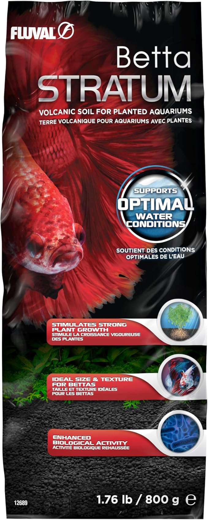 Fluval Betta Stratum Aquarium Substrate, 1.76 lb (0.8 kg) – Plant Growth Substrate for Betta Tanks, Maintains Ideal Water Conditions