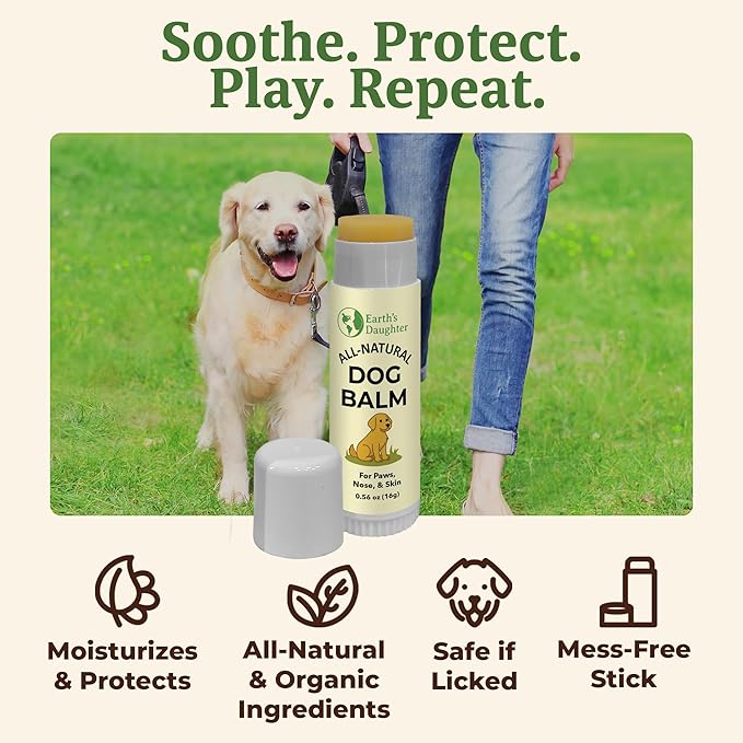 Earth’s Daughter Dog Paw Balm Big 0.56 oz – Organic Paw & Nose Protector with Beeswax, Coconut & Calendula – Itch Relief & Natural Skin Care for Dogs & Puppies – Travel Essential