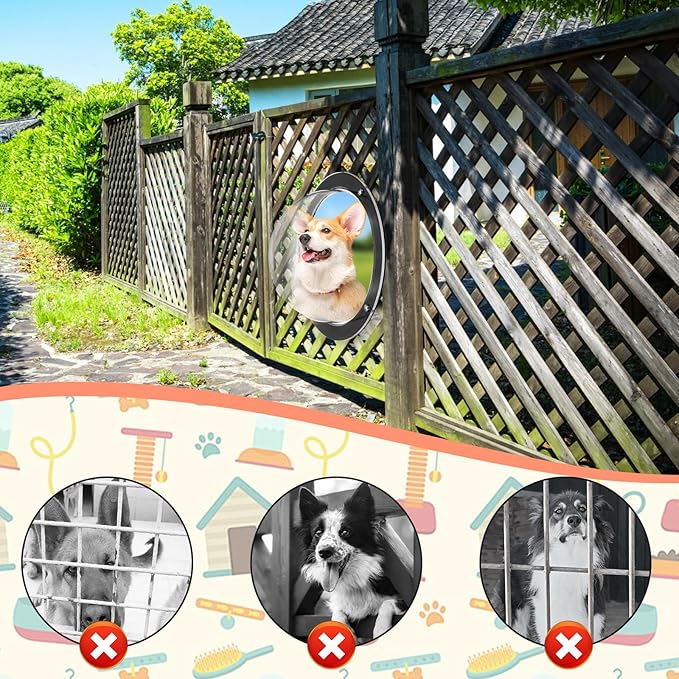 2 PCS Dog Fence Window, 12.4 x 4.9 Inch Clear Pet View Dome, Durable Pet Peek Windows, Doggie Fence Safe Domes, Pets Supply for Dog Cat Horse Outside Playground Garden