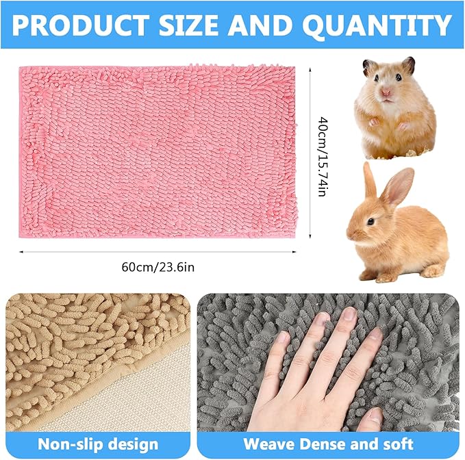 8 Pack Guinea Pig Cage Liner, 16x24 Inch Washable Fleece Bedding Pee Pads, Non-Slip Reusable Training Pad Animal Sleeping Bedding Mat for Bunny, Rabbit, Hamster, Chinchilla Cage