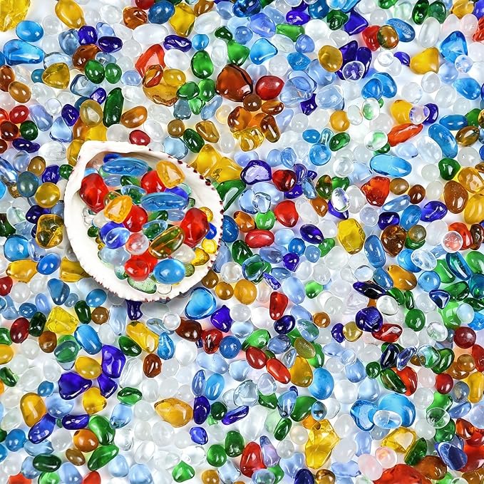 BXI 2.2 Lbs Small Aquarium Substrate Gravel Sand, Polished Smooth Fish Tank Gravel, Colorfast Uncoated Oceanic Mix Decorative Stones, Sea Glass for Vase Fillers, Fairy Garden, Potted Plants