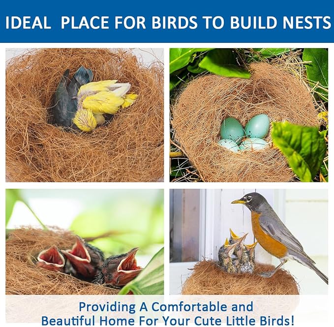 Premium Coconut Fiber for Bird Nests - Canary Nesting Material Coconut Bird Nest Finch Coconut Fiber Loose Bedding Substrate for Laying Eggs,Resting Materials, Hummingbird Parakeet 40g/1.4 oz