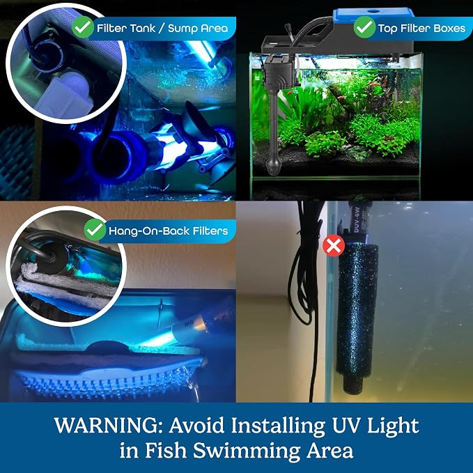 3W Mini UV Light for Aquariums with 4 Timer Modes | UV-C Clean Light for Use in Sump Areas, Filters, Top Filter Boxes & Small Ponds – Keeps Fish Tanks Clear & Healthy