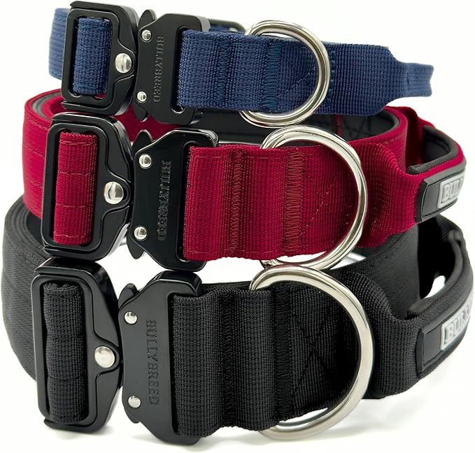 Tactical Dog Collar for Puppy, Heavy Duty Puppy Collar, Dog Collar for Small Dogs, Waterproof Dog Collar, Dog Training Collar, Quick-Release Buckle, Adjustable Sizes – BULLYBREED (Navy Blue, Small)