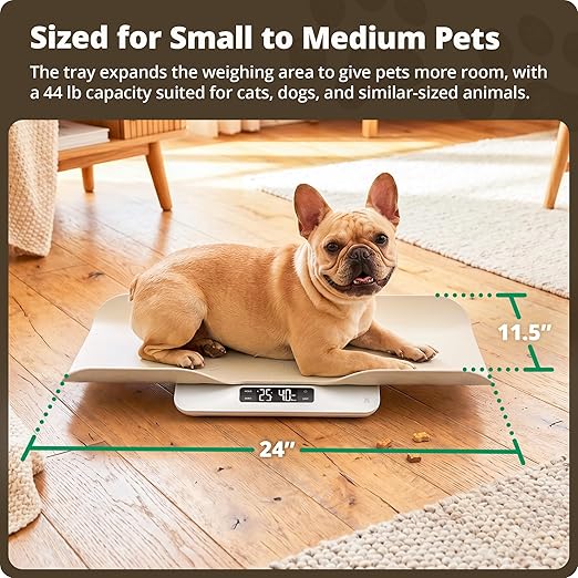 Greater Goods Digital Pet Scale for Cats & Dogs – Wiggle-Proof Technology, 0.1 lb Precision, 44 lb Capacity Scale for Kittens, Puppies & Small to Medium Animals