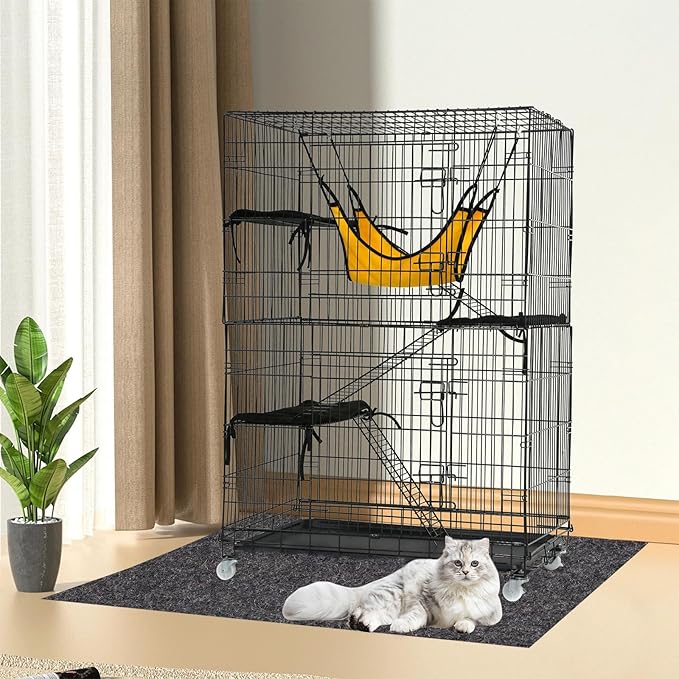 Large Bird Cage Mat, Under Pet Cage Mat, Absorbent/Waterproof Felt Pad for Bird Cages, Reptile Aquariums, Dog Kennels, with Non-Slip Backing for Hard Floors and Surfaces (30 x 36 inch)