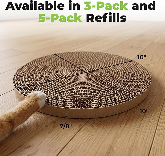 Best Pet Supplies Catify Cat Scratcher, Fun Interactive Scratchers, Posts, Poles, Claw Safe, Furniture Saver Indoor Play Support Natural Cat Behaviors Heavy Duty - 5 Pack Round, 10 x 10"