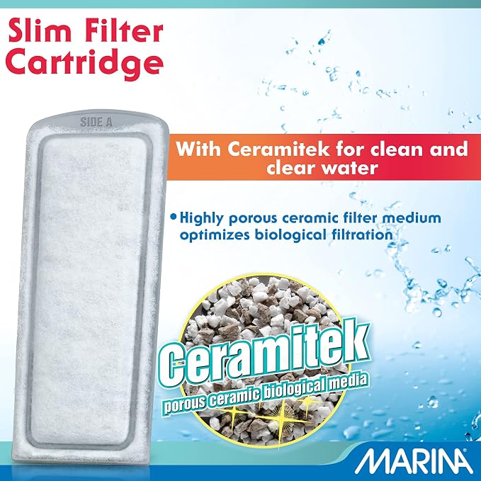 Marina Bio Clear Ceramic Replacement Cartridge for Slim Filters, 3 Pack – Optimal Filtration for a Healthy Aquarium,White | Optimal Filtration for a Healthy Aquarium