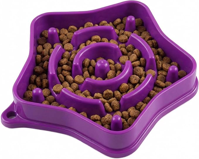 Small Slow Feeder Dog Bowl for Puppies & Small Dogs, 1 Cup (350 ml) Maze Puzzle Food Bowl, Helps Slow Eating & Aid Digestion, Anti-Choking, Non-Slip, BPA-Free, Dishwasher Safe (Purple)
