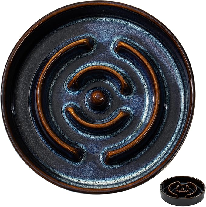 Havniva Slow Feeder Dog Bowls, 1.6 Cups Ceramic Dog Food Bowls 8.2 inch Slow Feeder for Medium Dogs Puzzle Bowls for Fast Eater, Pet Slow Feeding Dish Anti-Choking