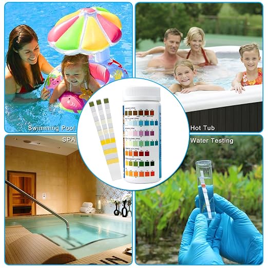 Newpol 7-in-1 Pool Test Strips, 100 Strips Water Testing for Swimming Pool, Hot Tub and Spa