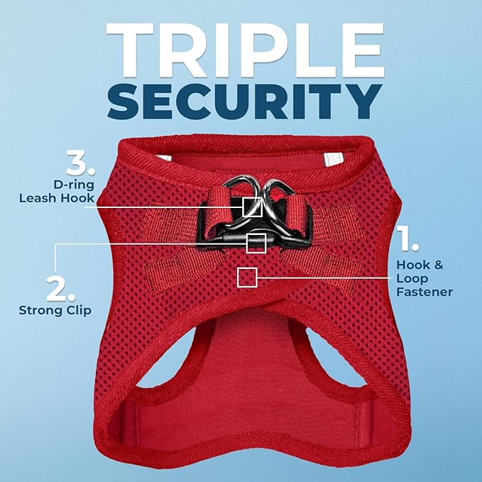 Best Pet Supplies Voyager Step-in Air All Weather Mesh Harness and Reflective Dog 5ft Leash Combo with Neoprene Handle, for Small, Medium and Large Breed Puppies - Set (Red), X-Large